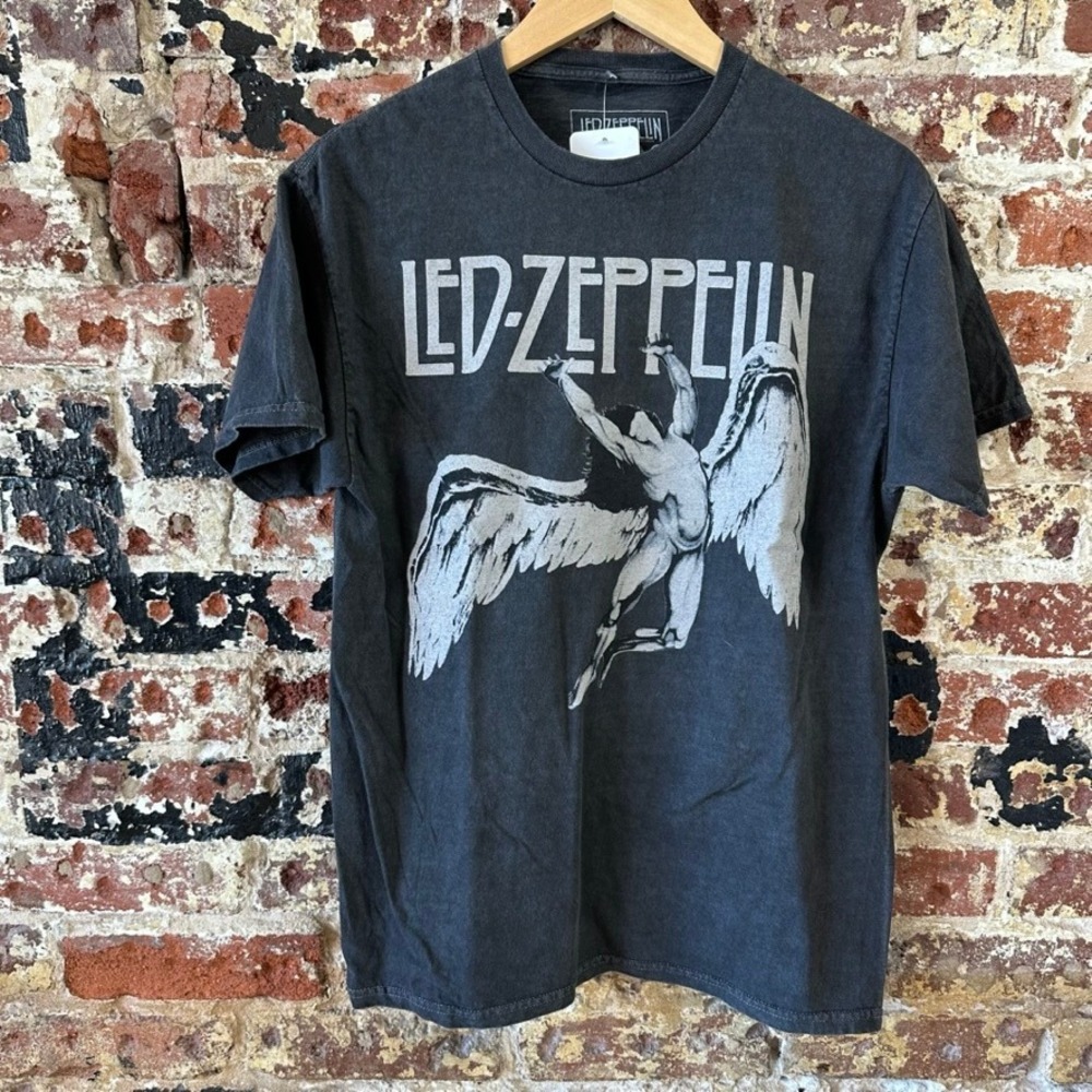 Led Zeppelin Band Tee T Shirt Size Medium Icarus Pigment Dyed Short Sleeve